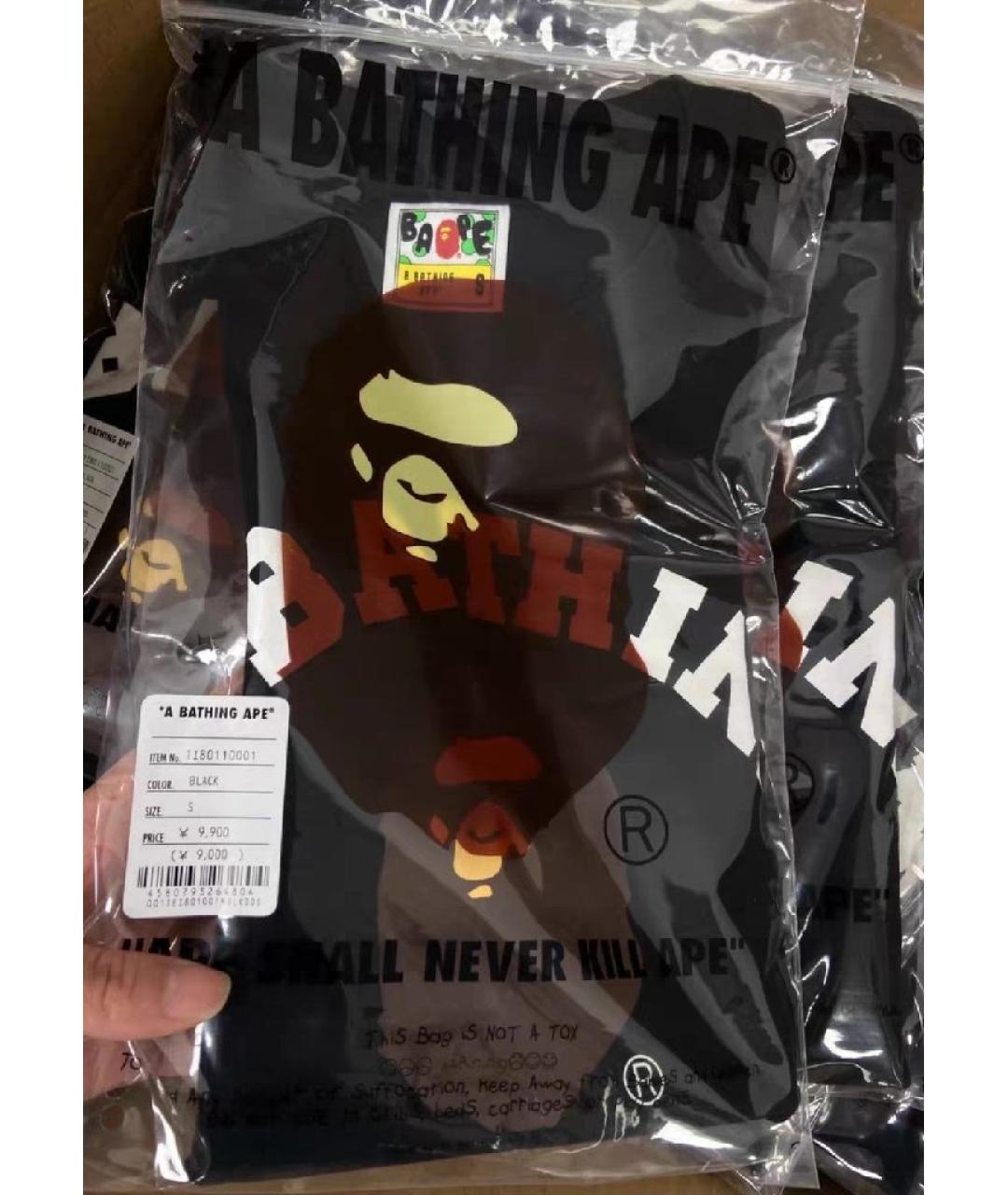 A BATHING APE Черная хлопковая футболка, фото 2