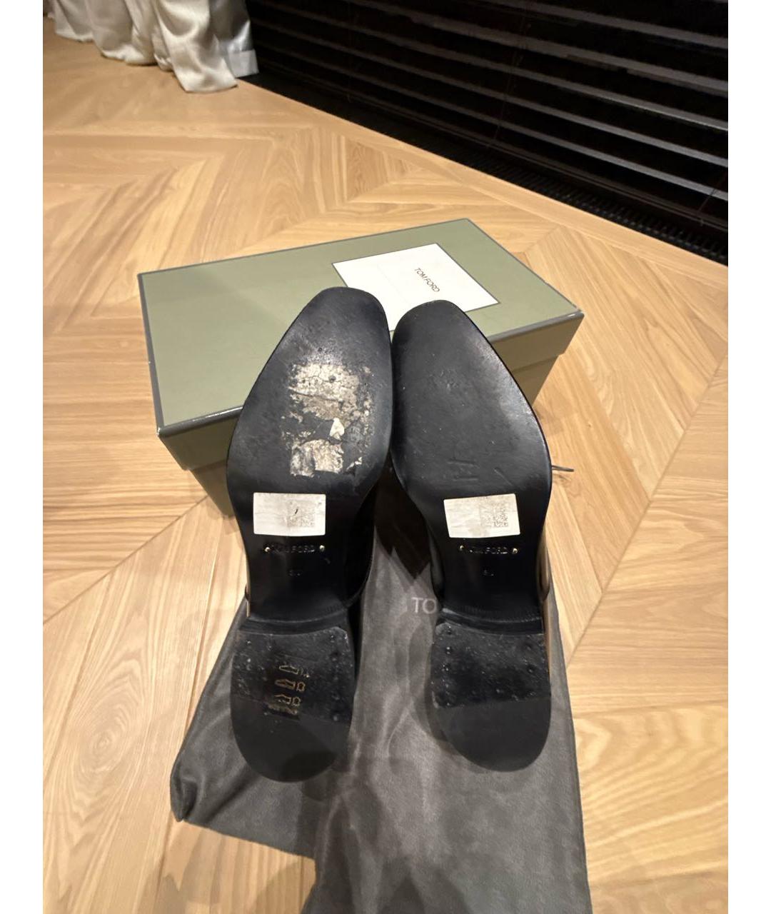 TOM FORD Черные низкие ботинки из лакированной кожи, фото 6