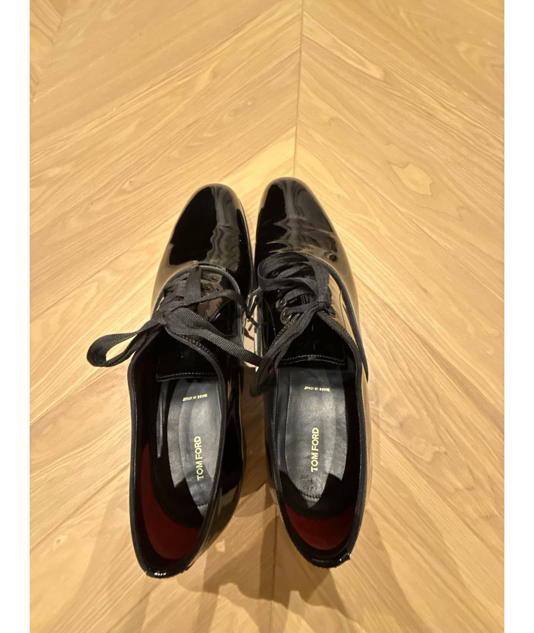 TOM FORD Черные низкие ботинки из лакированной кожи, фото 3