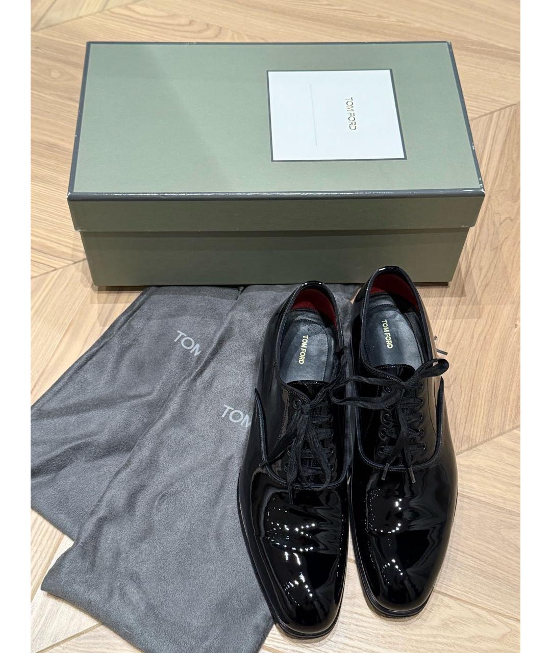 TOM FORD Черные низкие ботинки из лакированной кожи, фото 5