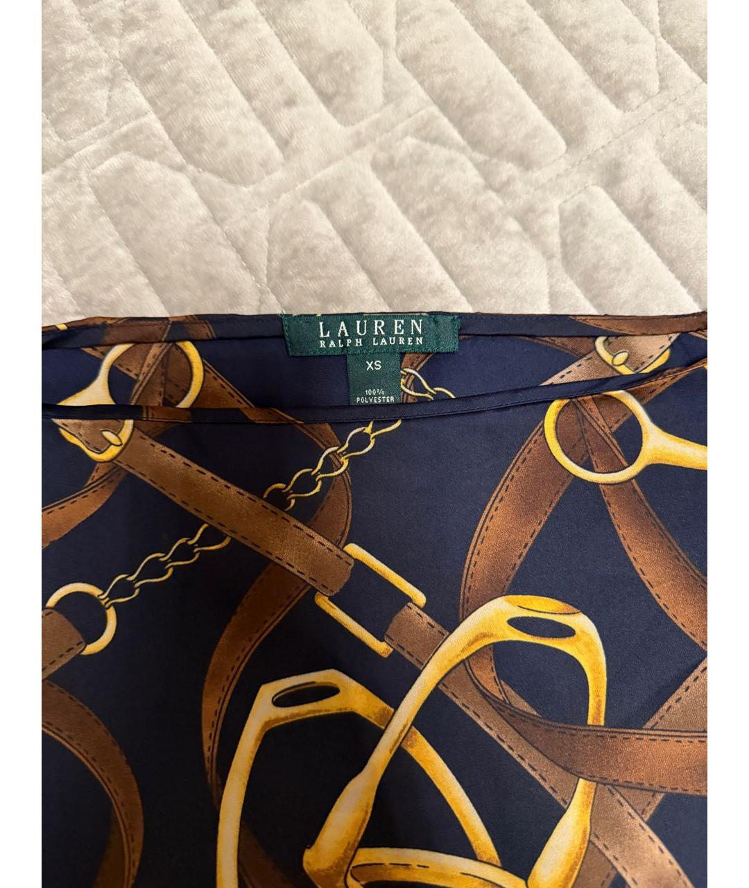 RALPH LAUREN Темно-синяя полиэстеровая блузы, фото 3