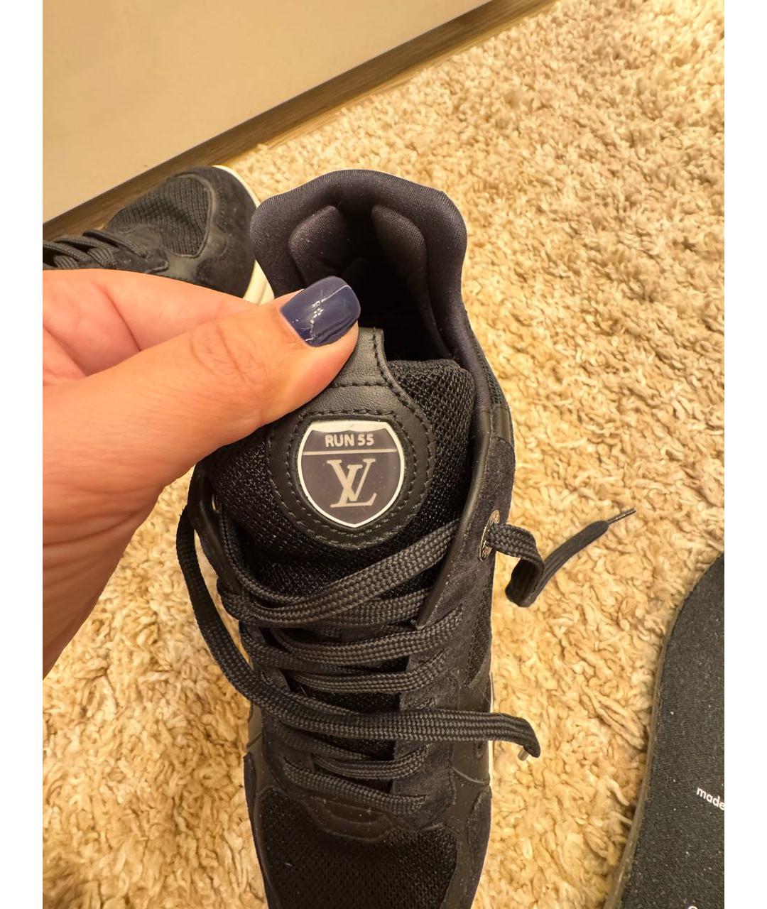 LOUIS VUITTON Черные замшевые кроссовки, фото 7
