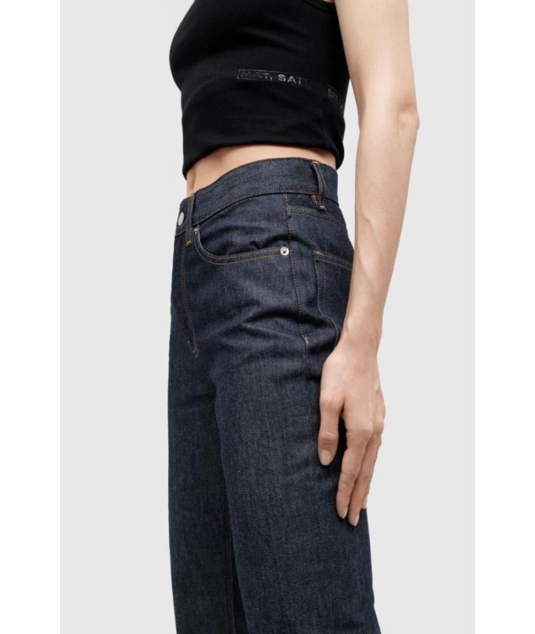 HELMUT LANG Темно-синие хлопковые прямые джинсы, фото 4
