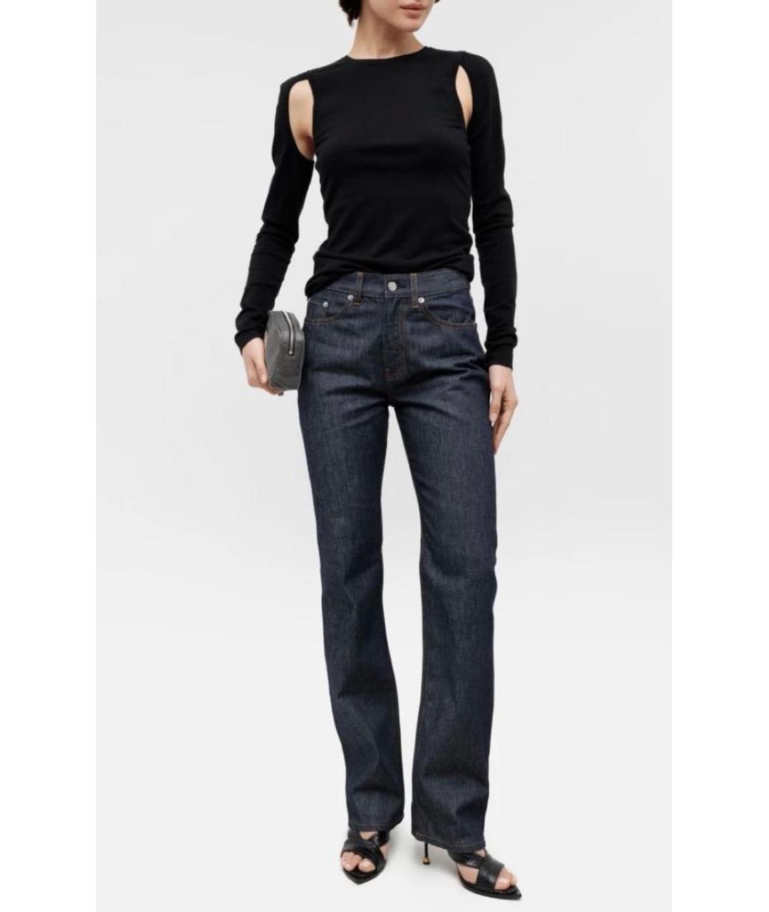 HELMUT LANG Темно-синие хлопковые прямые джинсы, фото 7