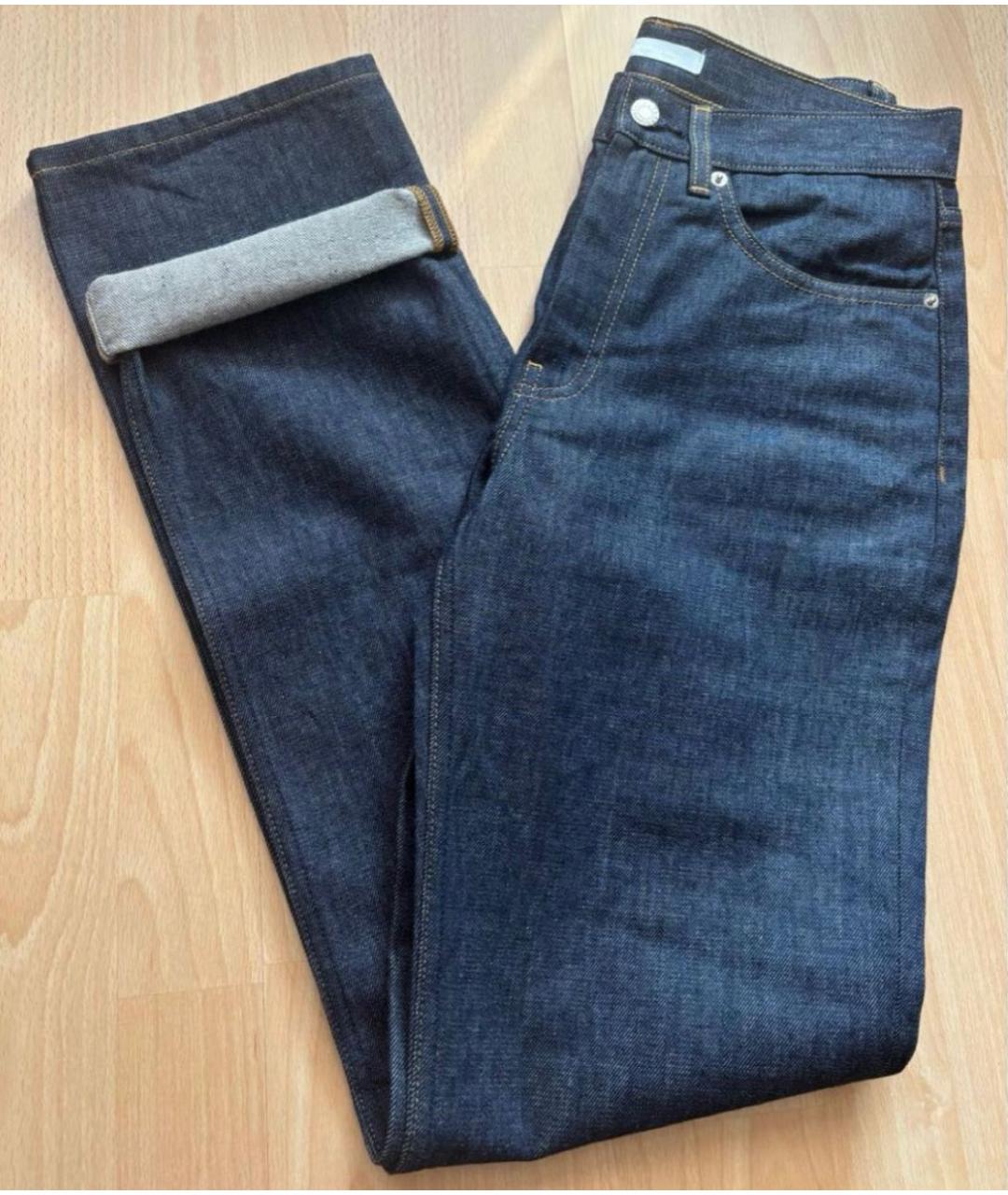 HELMUT LANG Темно-синие хлопковые прямые джинсы, фото 5