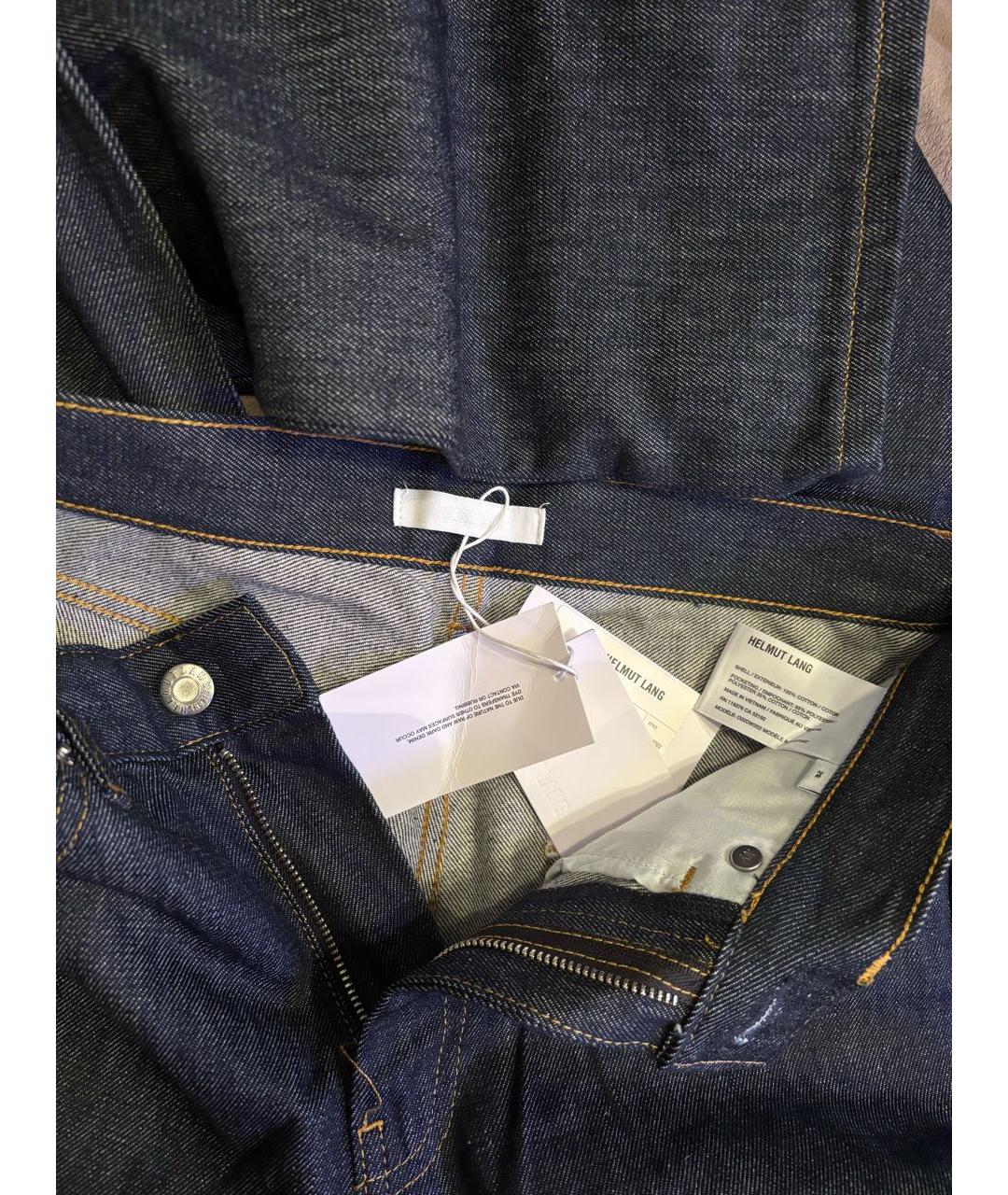 HELMUT LANG Темно-синие хлопковые прямые джинсы, фото 3