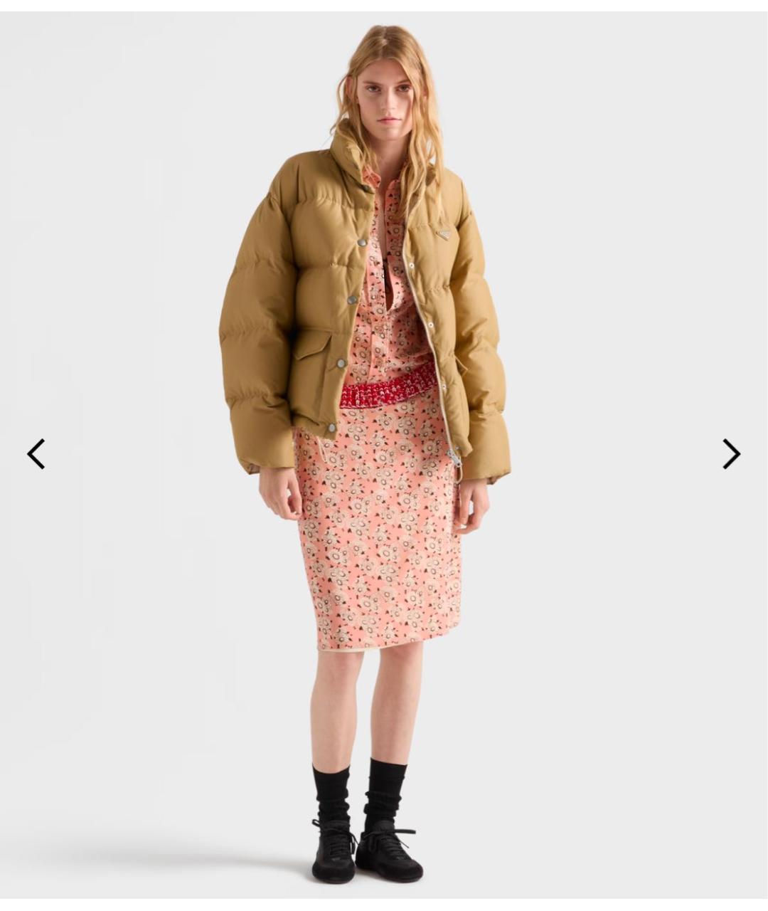 PRADA Бежевый полиэстеровый пуховик, фото 2