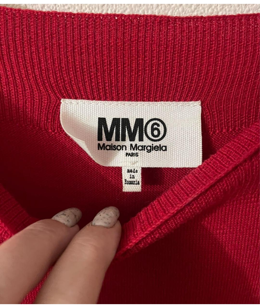 MM6 MAISON MARGIELA Красная шерстяная футболка, фото 4