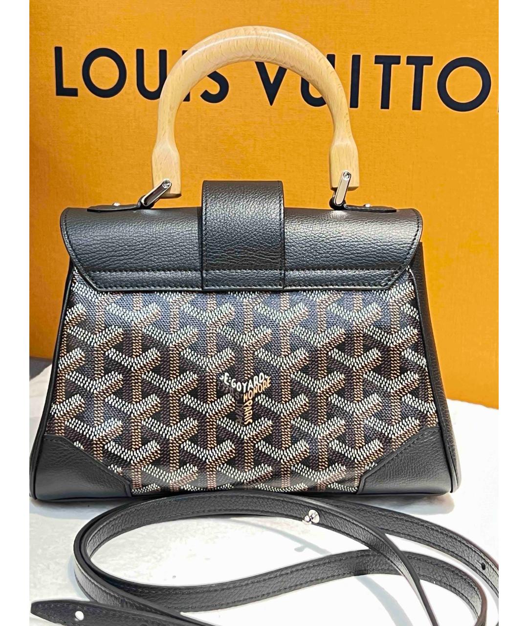 GOYARD Черная сумка с короткими ручками из искусственной кожи, фото 2