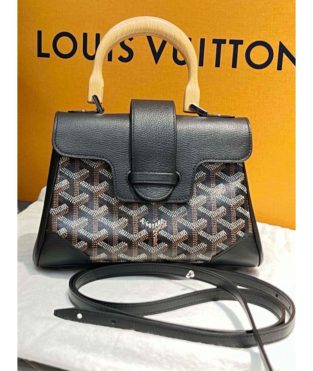 GOYARD Черная сумка с короткими ручками из искусственной кожи, фото 6