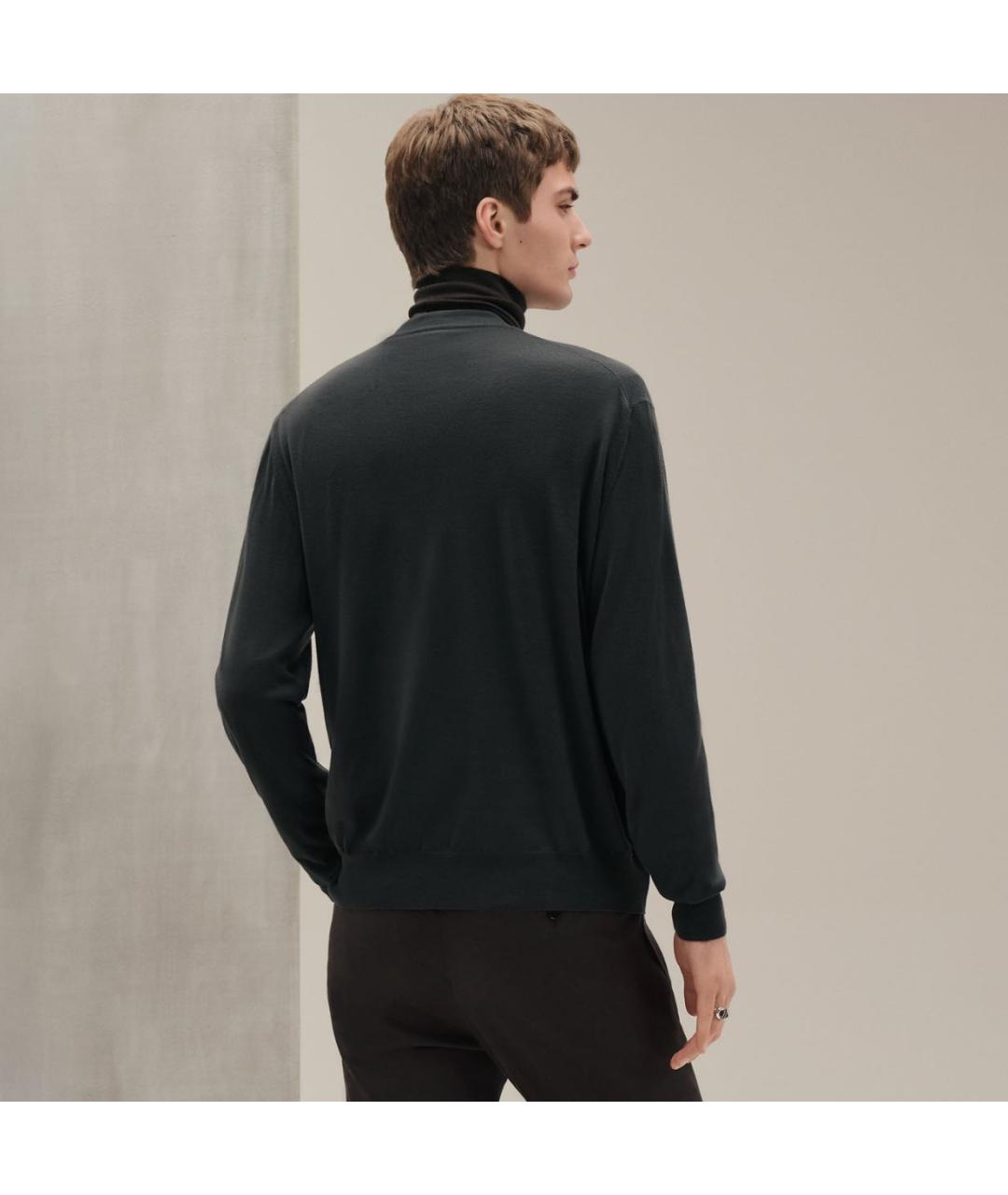 HERMES Антрацитовый шерстяной кардиган, фото 6