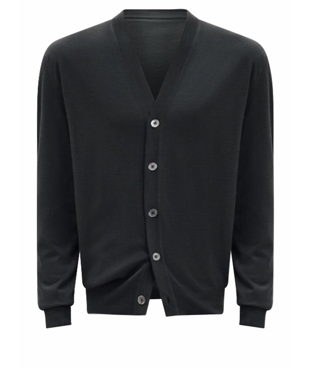 HERMES Антрацитовый шерстяной кардиган, фото 1