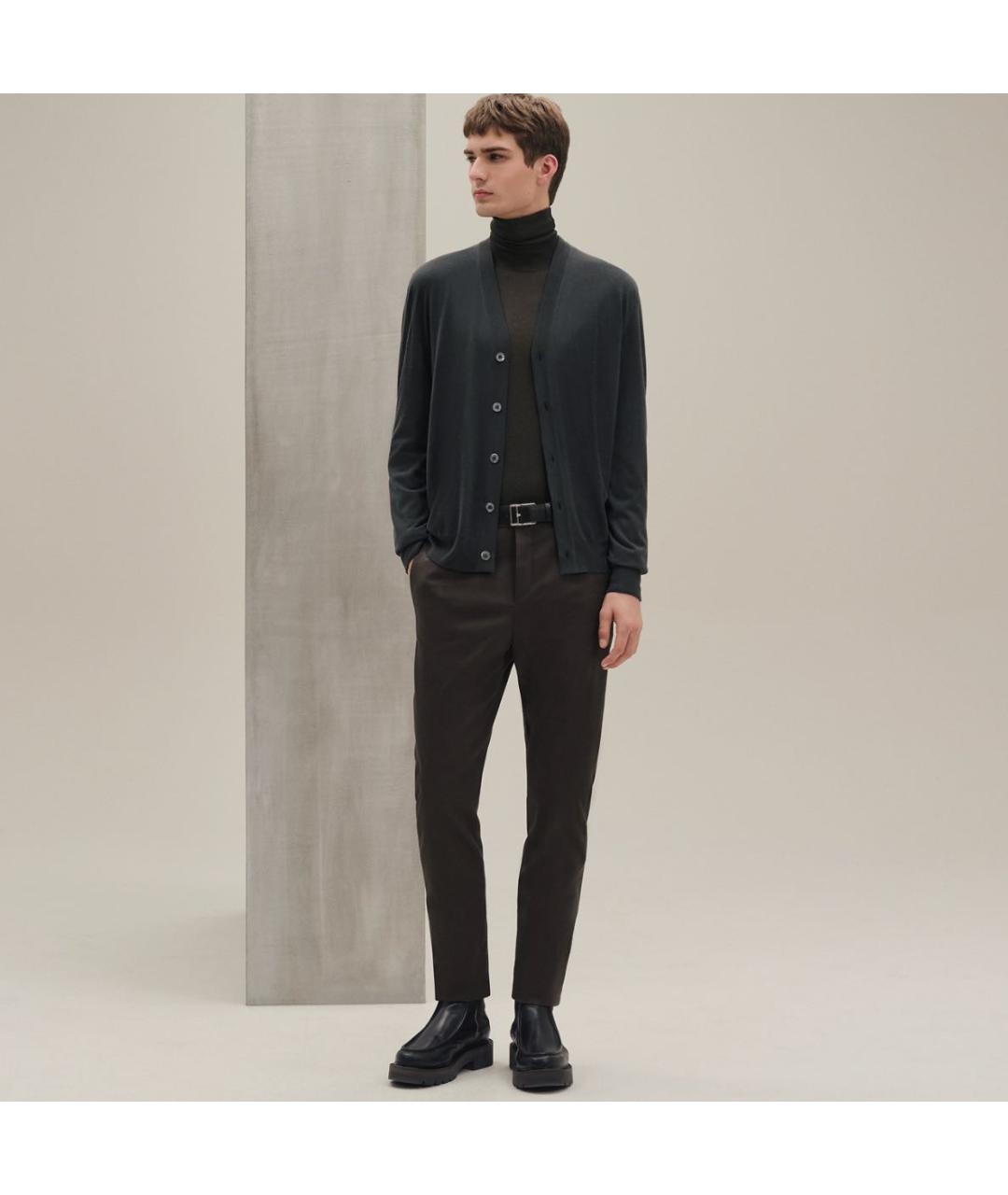HERMES Антрацитовый шерстяной кардиган, фото 5