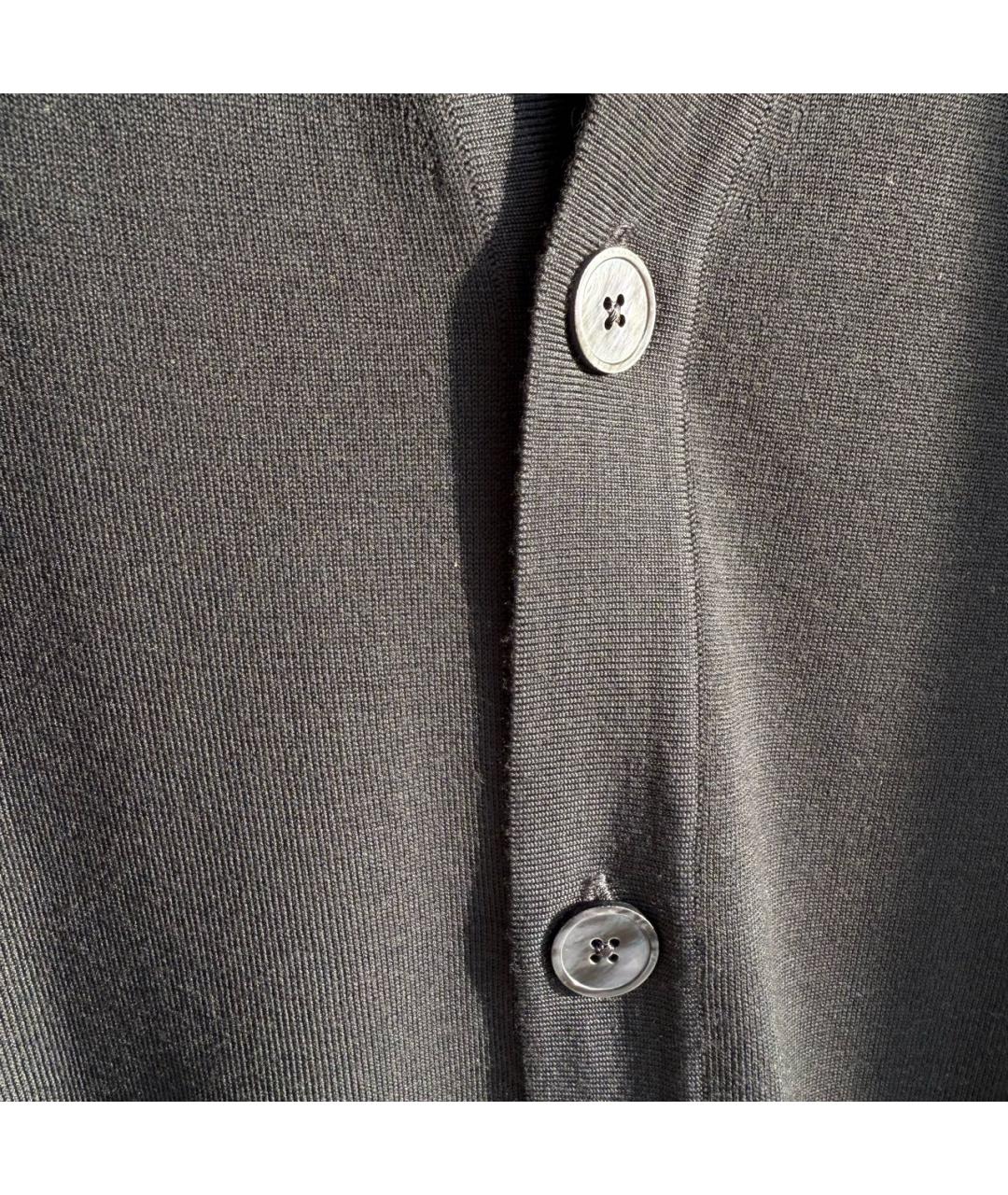 HERMES Антрацитовый шерстяной кардиган, фото 3