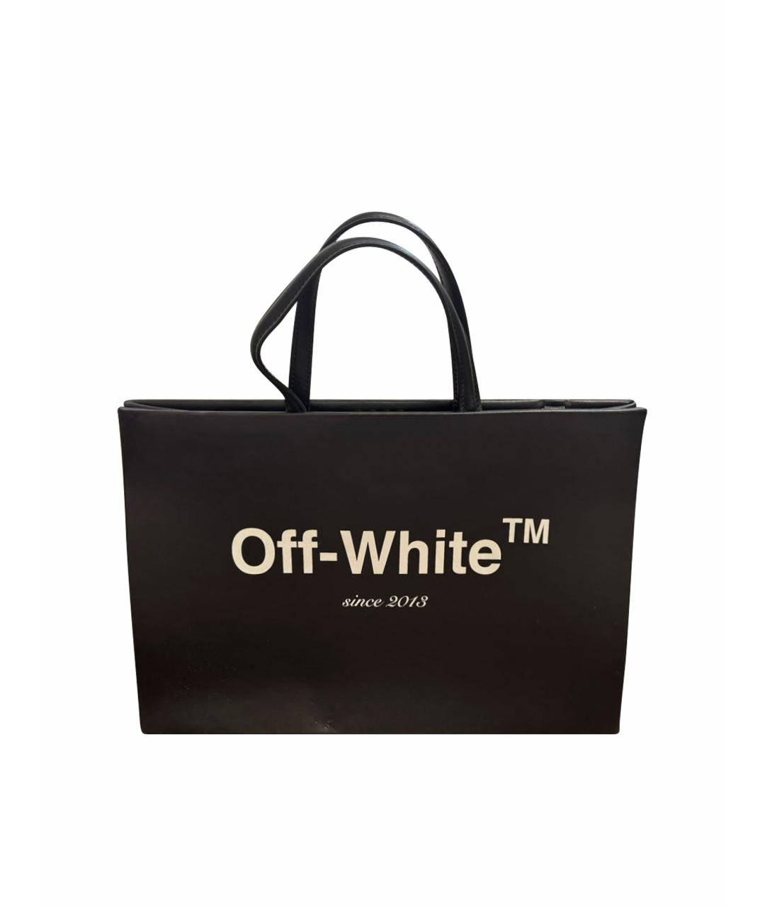 OFF-WHITE Черная кожаная сумка тоут, фото 1