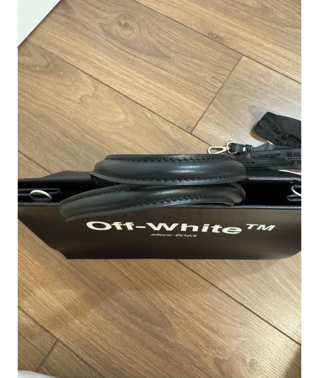 OFF-WHITE Черная кожаная сумка тоут, фото 6