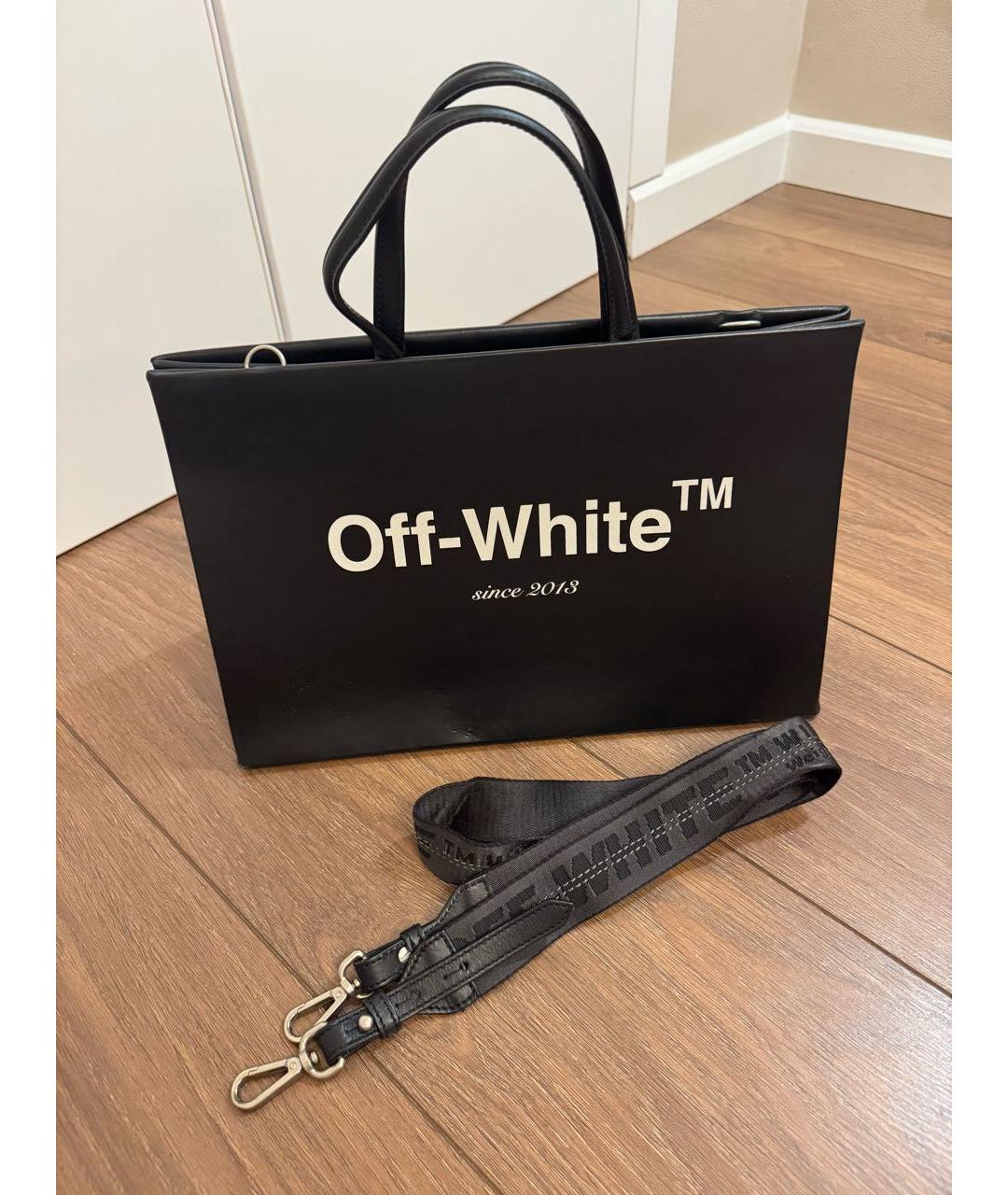 OFF-WHITE Черная кожаная сумка тоут, фото 2