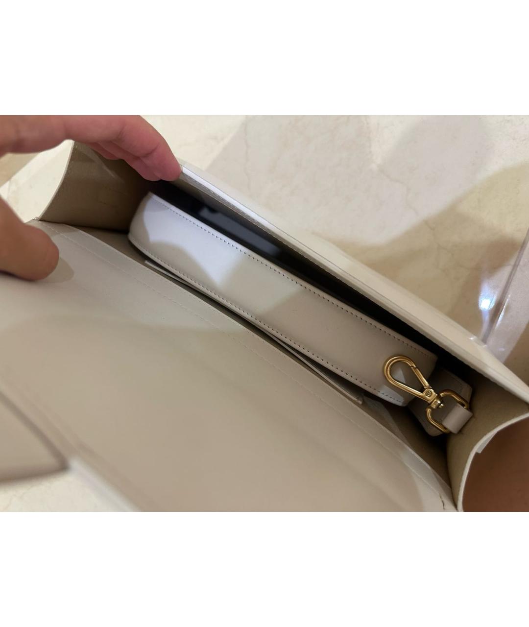 JACQUEMUS Белая кожаная сумка через плечо, фото 4