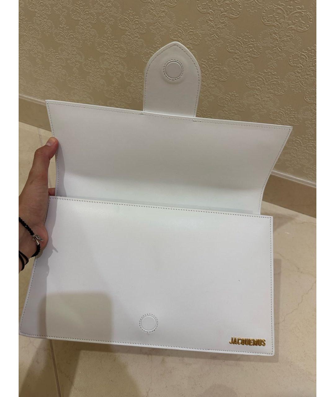 JACQUEMUS Белая кожаная сумка через плечо, фото 2