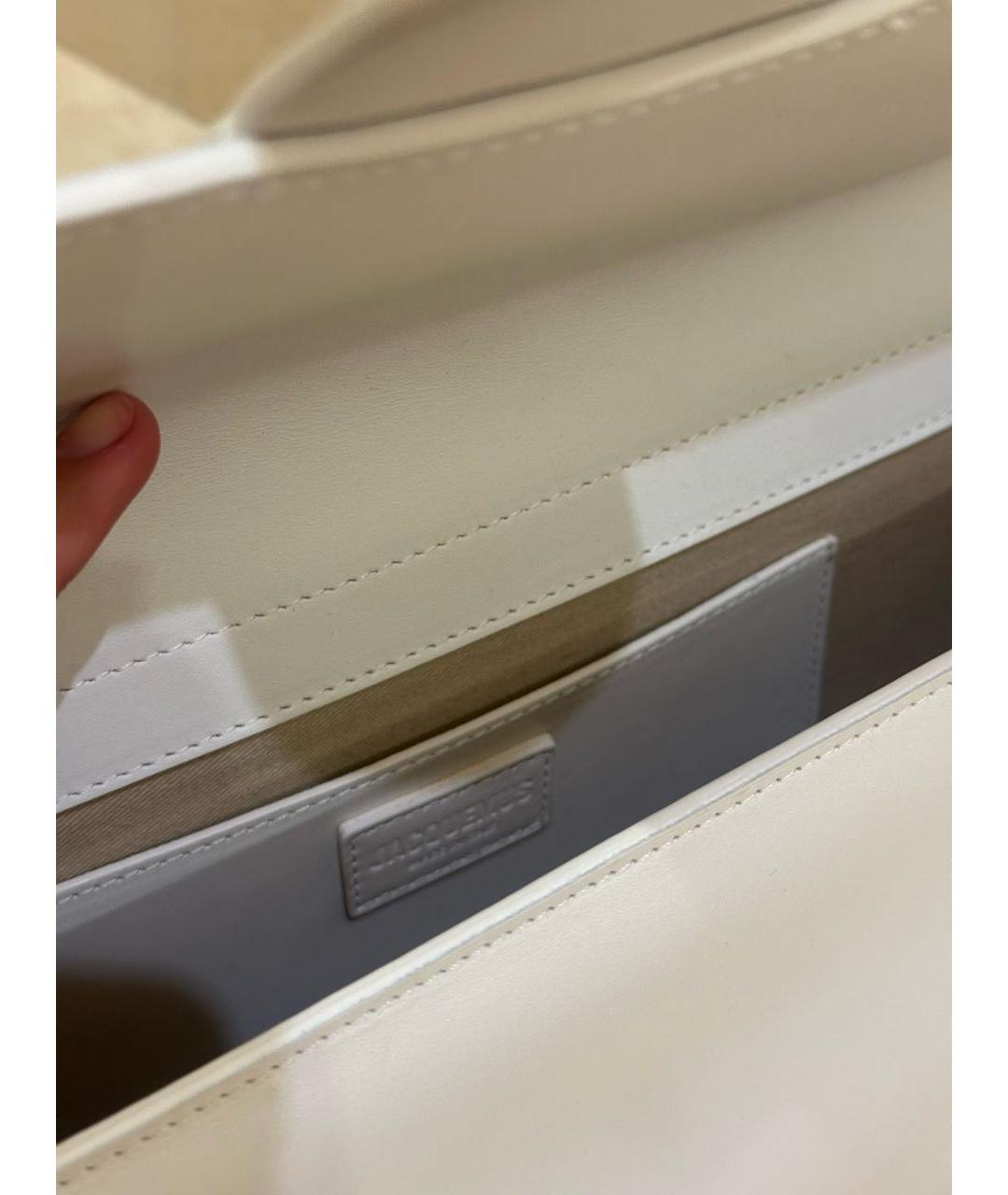 JACQUEMUS Белая кожаная сумка через плечо, фото 5