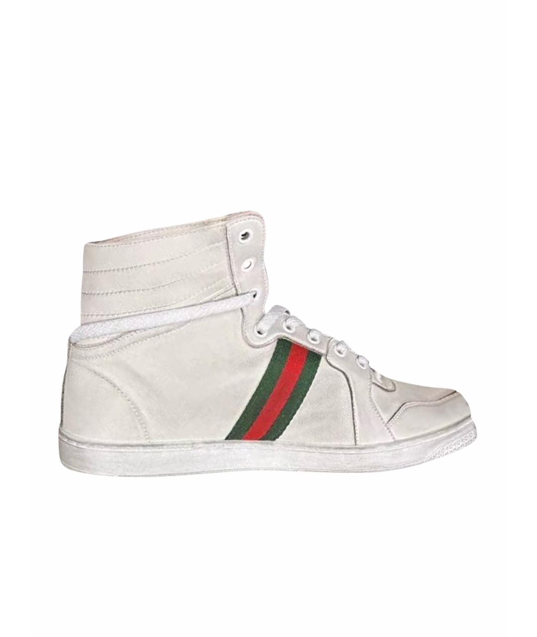GUCCI Белые текстильные высокие кроссовки / кеды, фото 1