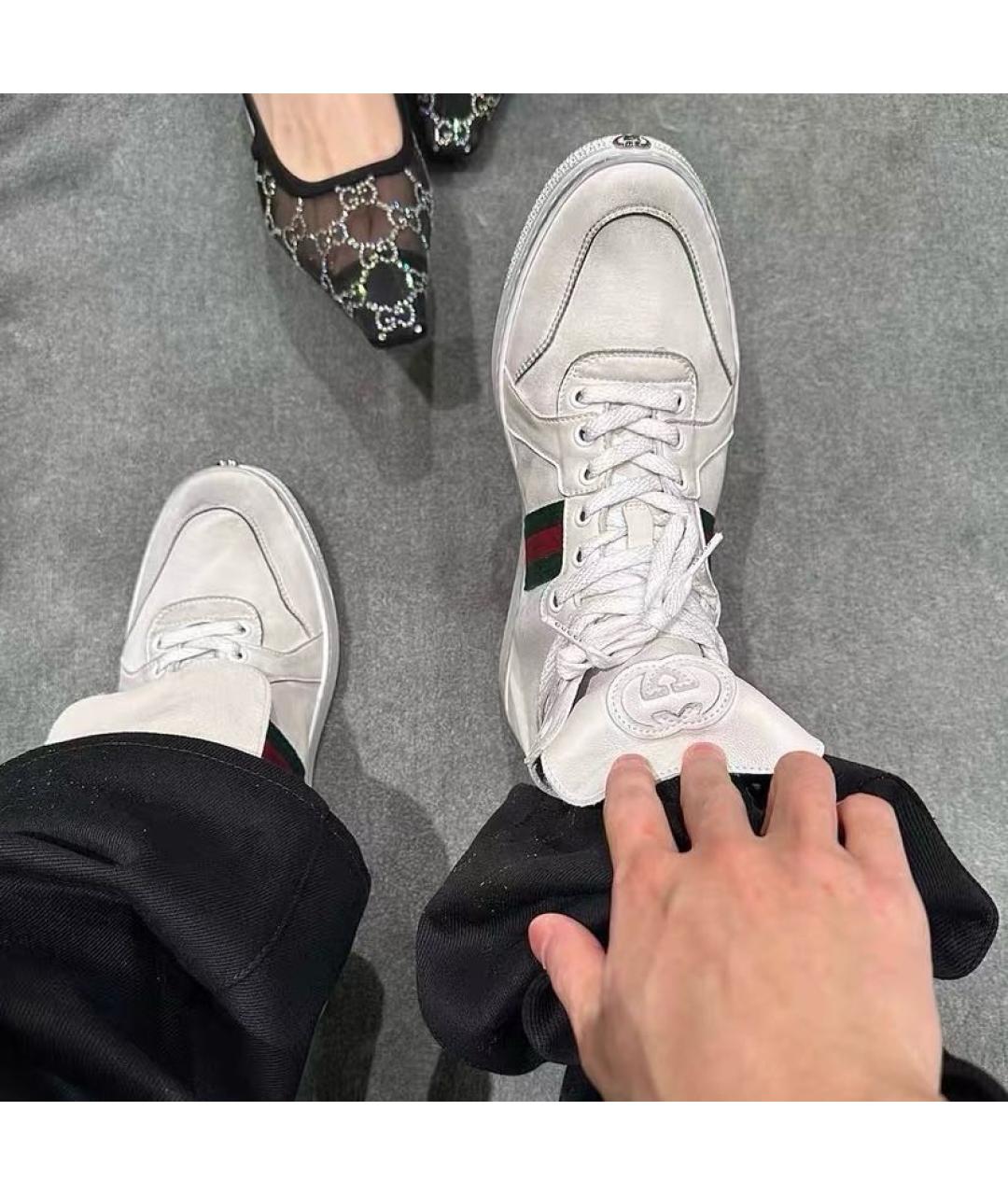 GUCCI Белые текстильные высокие кроссовки / кеды, фото 2