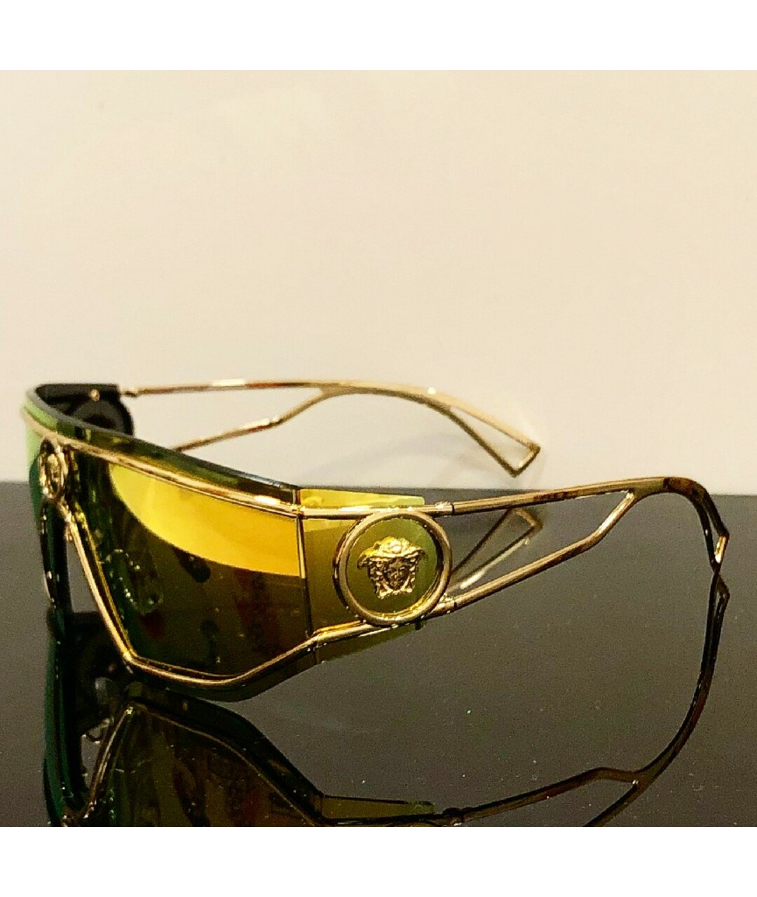 VERSACE Золотые пластиковые солнцезащитные очки, фото 6