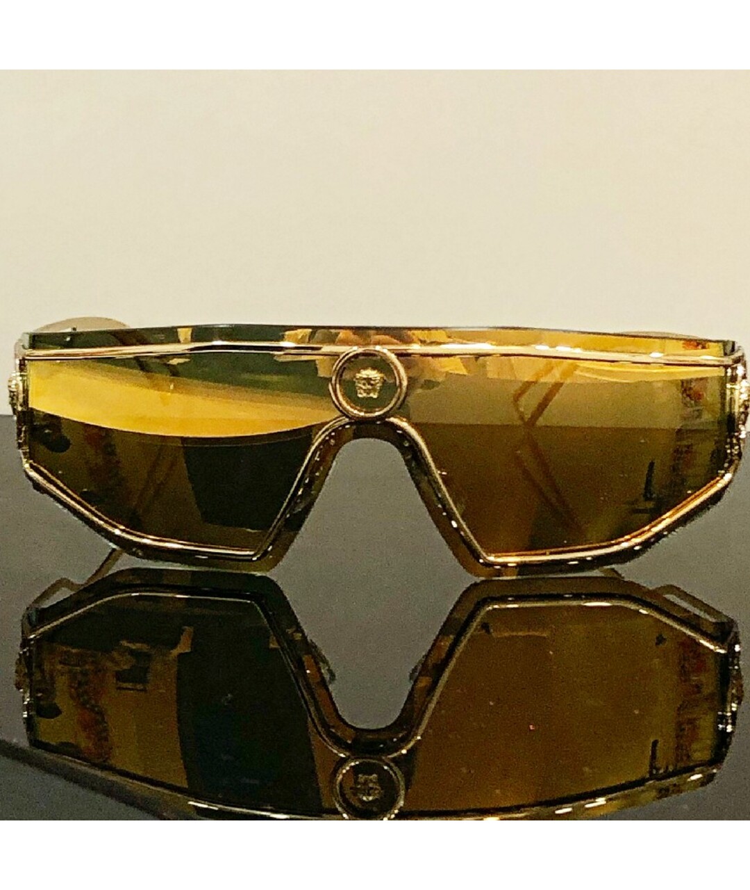 VERSACE Золотые пластиковые солнцезащитные очки, фото 8