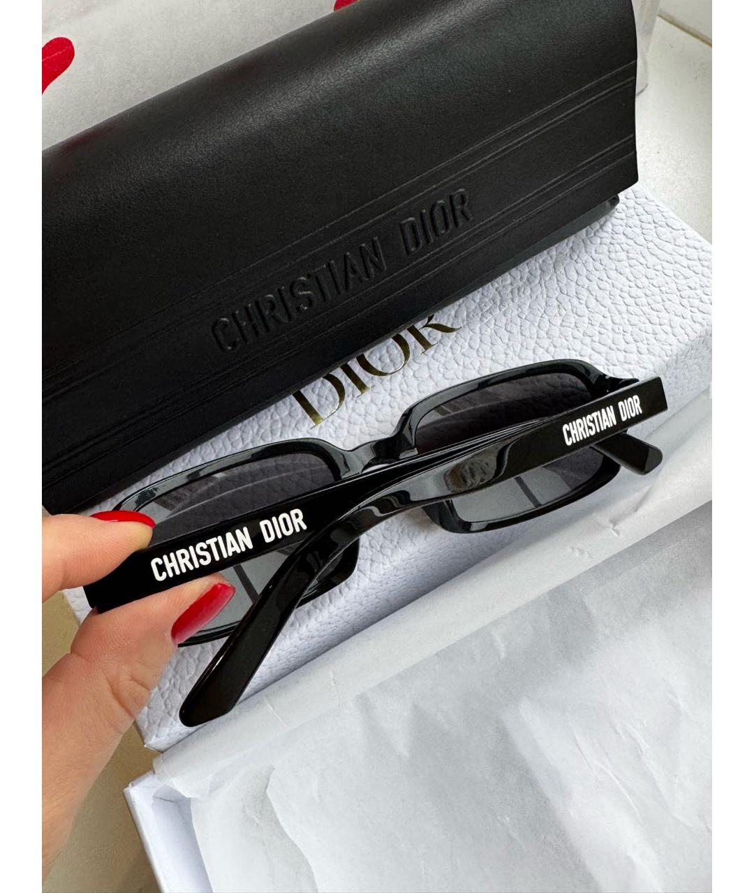 CHRISTIAN DIOR Черные пластиковые солнцезащитные очки, фото 3