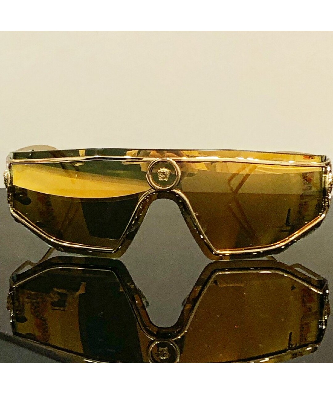 VERSACE Золотые пластиковые солнцезащитные очки, фото 8