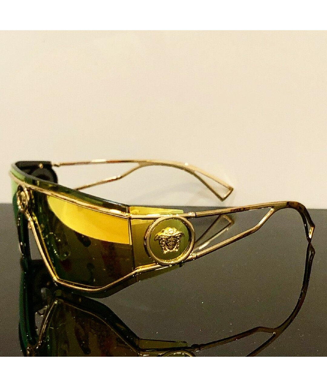 VERSACE Золотые пластиковые солнцезащитные очки, фото 7