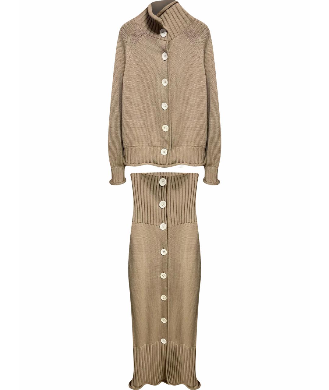CHRISTIAN DIOR Коричневый шерстяной костюм с юбками, фото 1