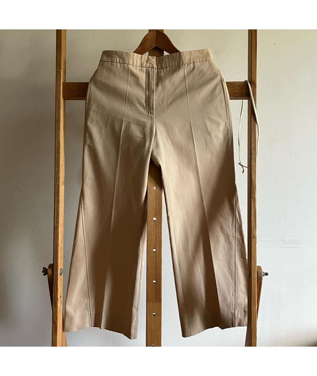 JIL SANDER Бежевые хлопковые брюки широкие, фото 9