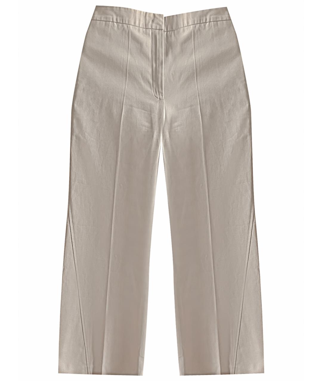 JIL SANDER Бежевые хлопковые брюки широкие, фото 1