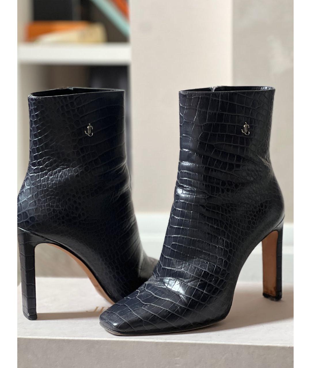 JIMMY CHOO Темно-синие кожаные ботильоны, фото 5
