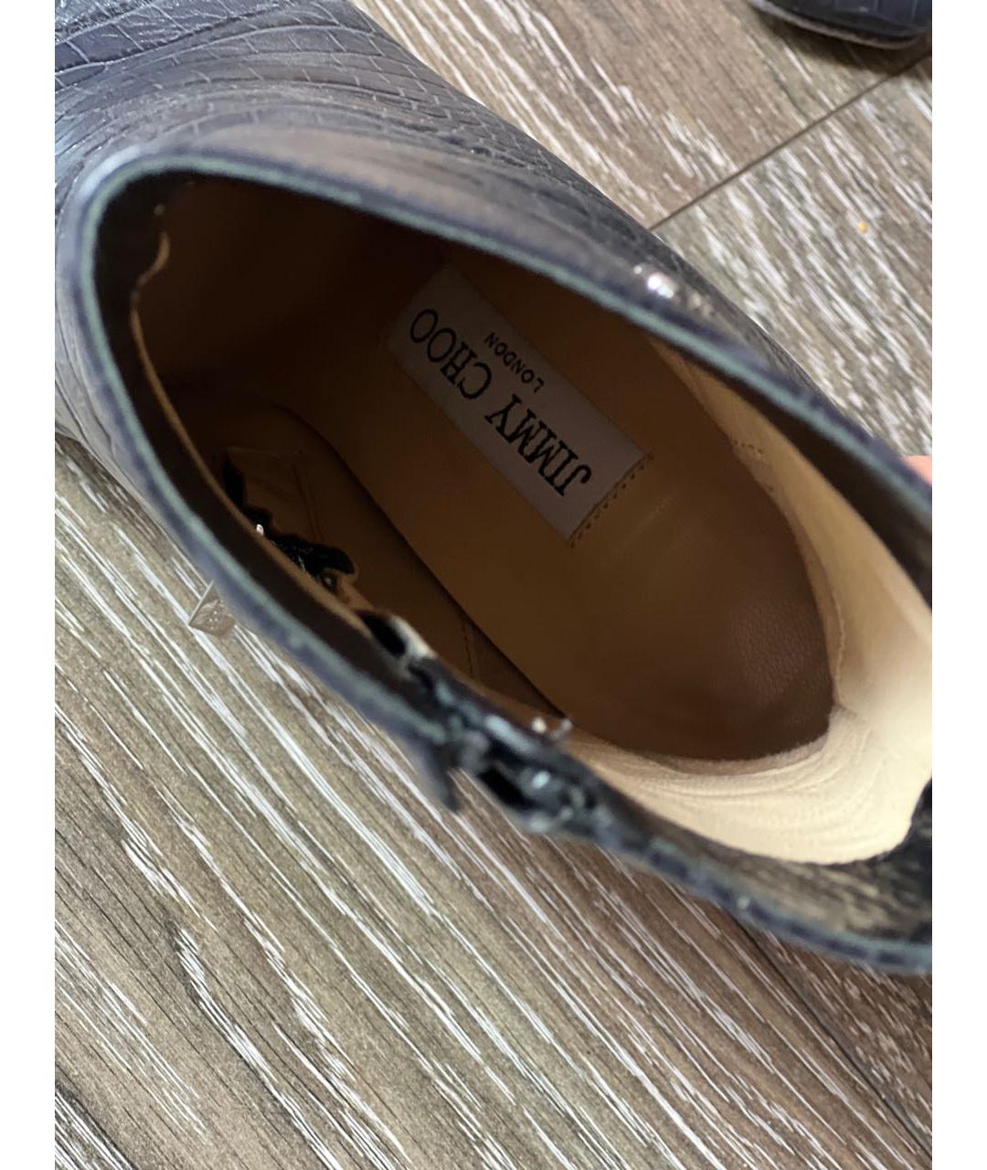 JIMMY CHOO Темно-синие кожаные ботильоны, фото 3