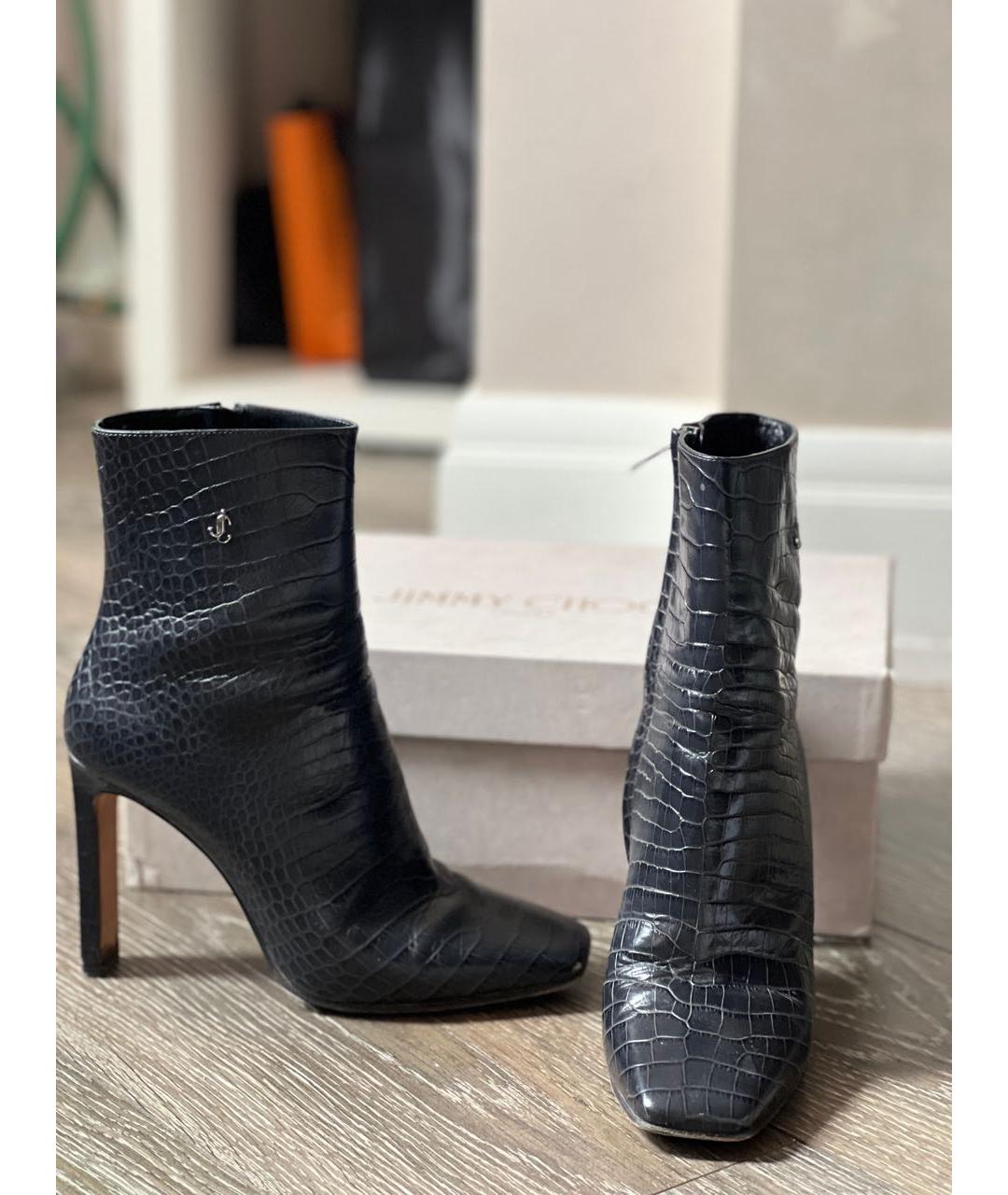 JIMMY CHOO Темно-синие кожаные ботильоны, фото 2