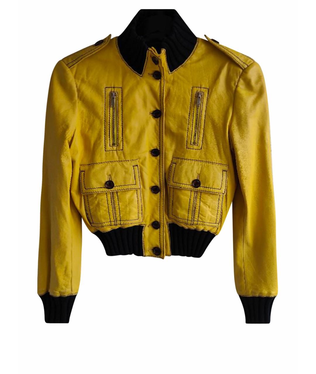 GUCCI Желтая кожаная куртка, фото 1