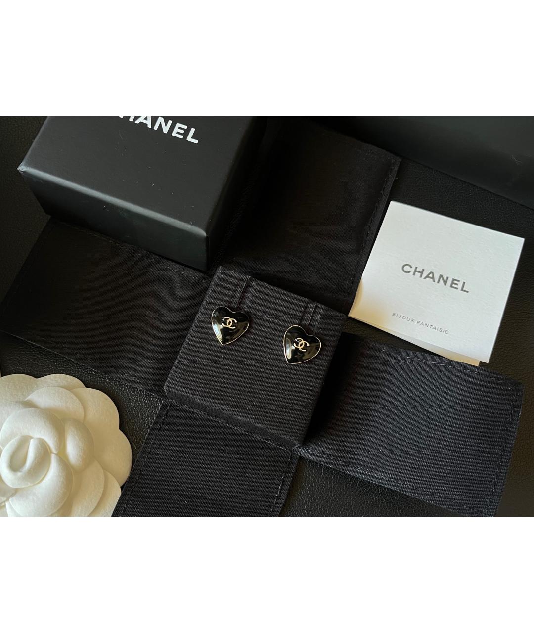 CHANEL Черные серьги, фото 2