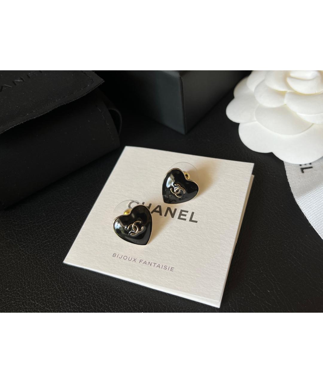 CHANEL Черные серьги, фото 5