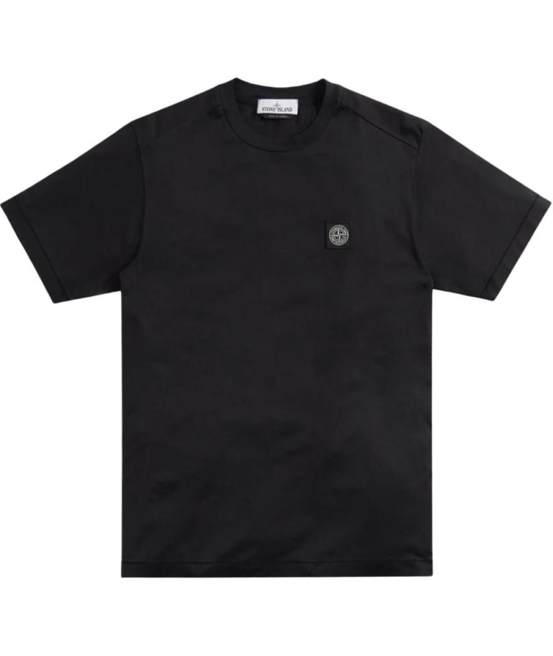 STONE ISLAND Черная хлопковая футболка, фото 1