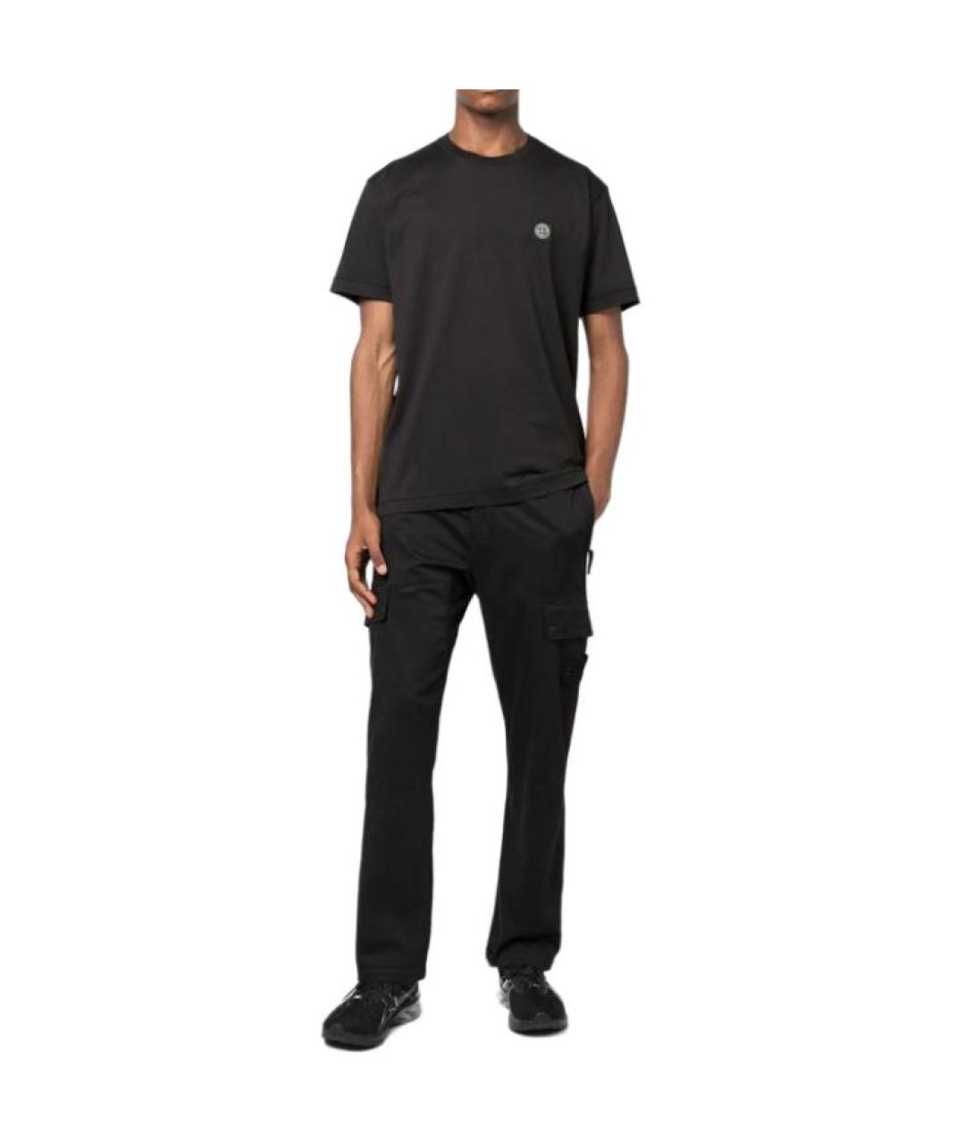STONE ISLAND Черная хлопковая футболка, фото 3