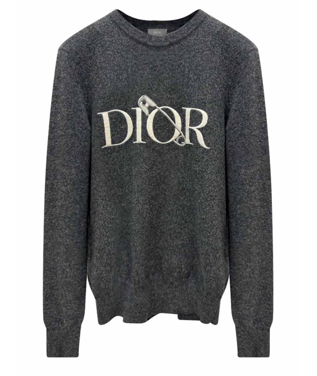 CHRISTIAN DIOR Серый шерстяной джемпер / свитер, фото 1