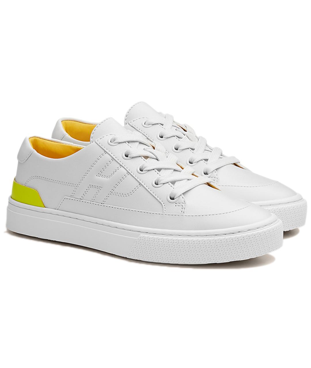 HERMES Белые кожаные кроссовки, фото 3