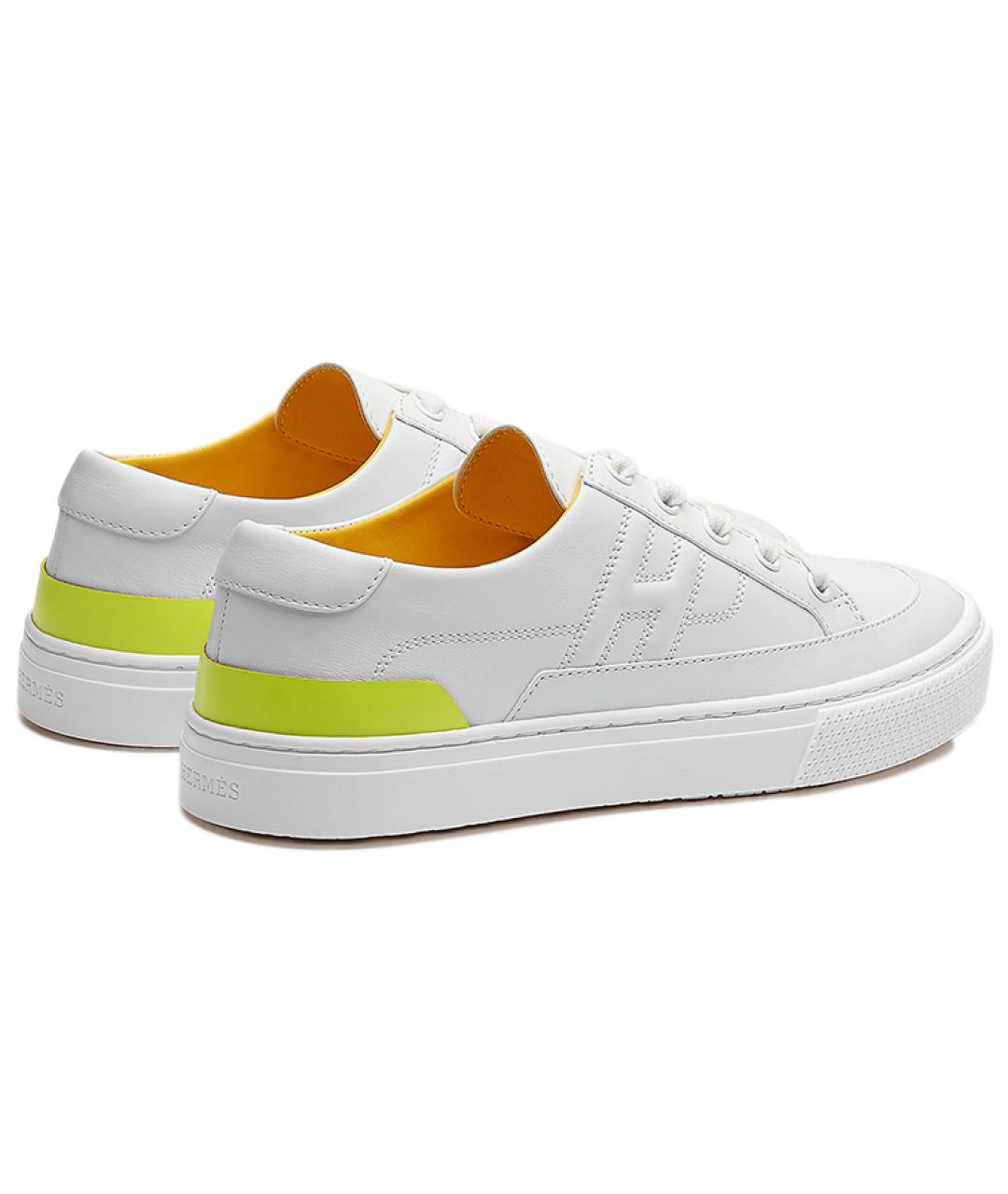 HERMES Белые кожаные кроссовки, фото 4