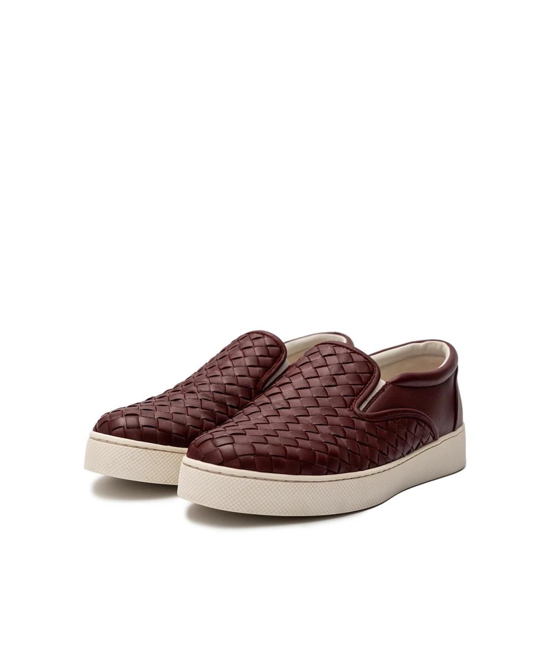 BOTTEGA VENETA Красные кожаные слипоны, фото 5