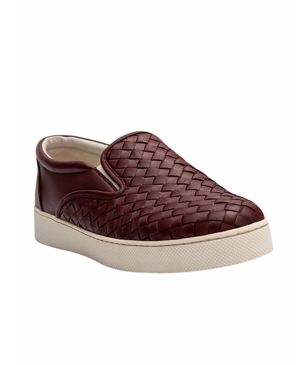 BOTTEGA VENETA Красные кожаные слипоны, фото 2