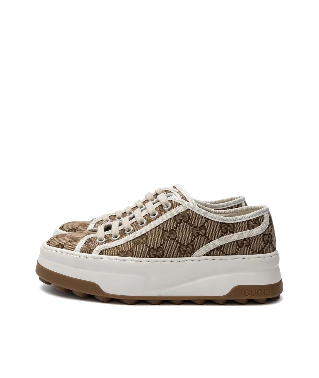 GUCCI Бежевые текстильные кеды, фото 6