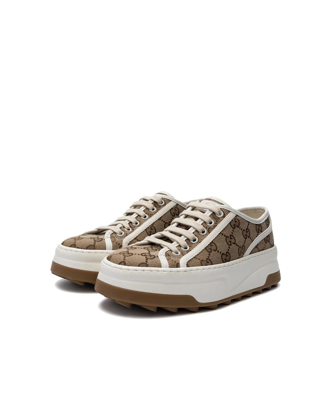 GUCCI Бежевые текстильные кеды, фото 3