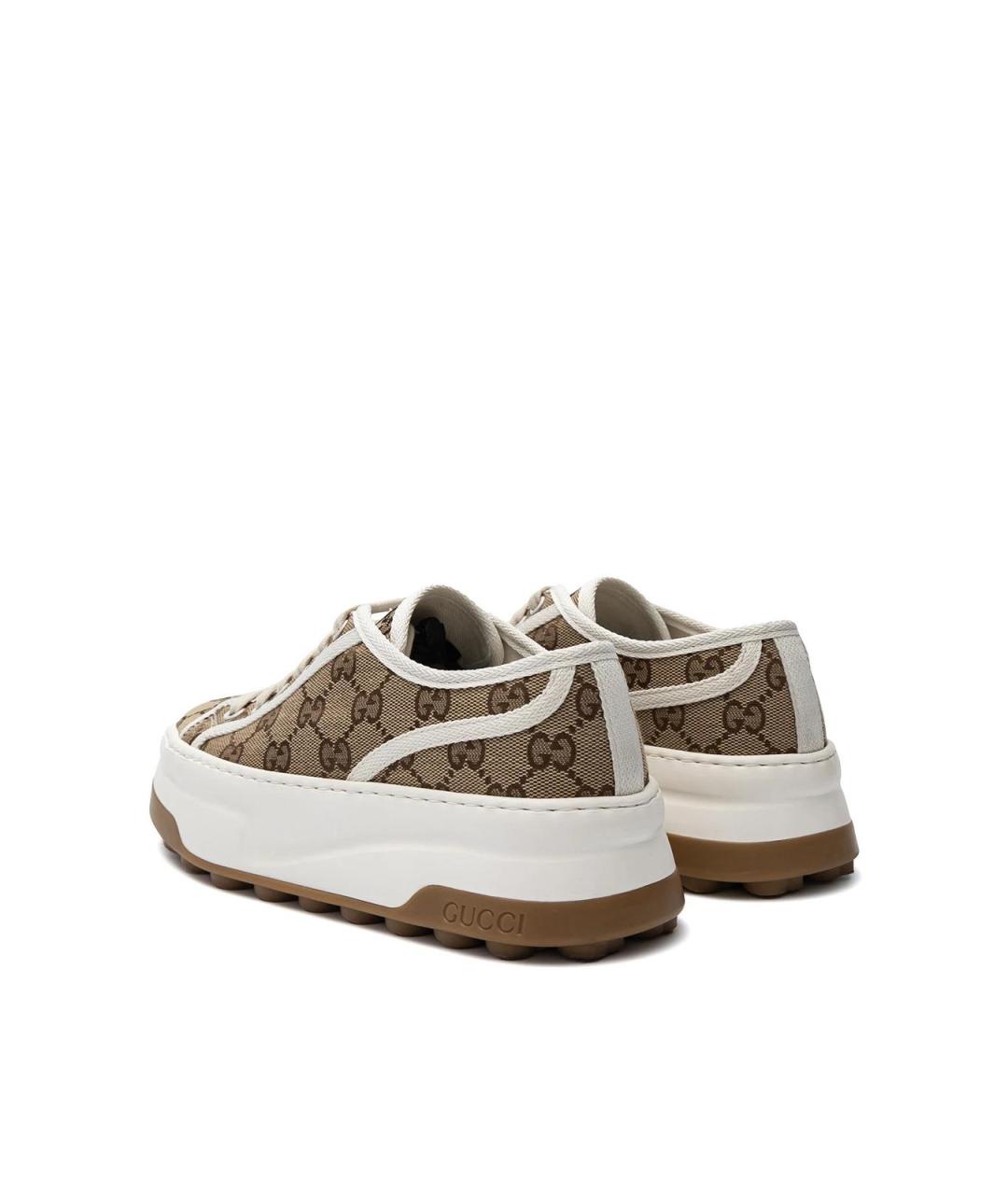 GUCCI Бежевые текстильные кеды, фото 4
